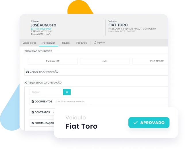 Telas da plataforma de gestão FANDI